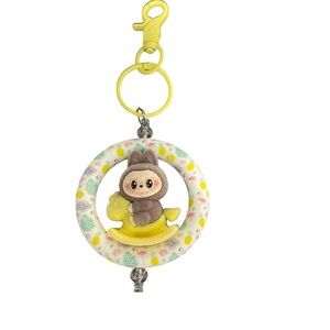 Labubu Brown Keychain or Bag Charm with Yellow Accents